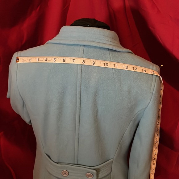 Teal colored, Double breasted, wool blend coat - Picture 5 of 11